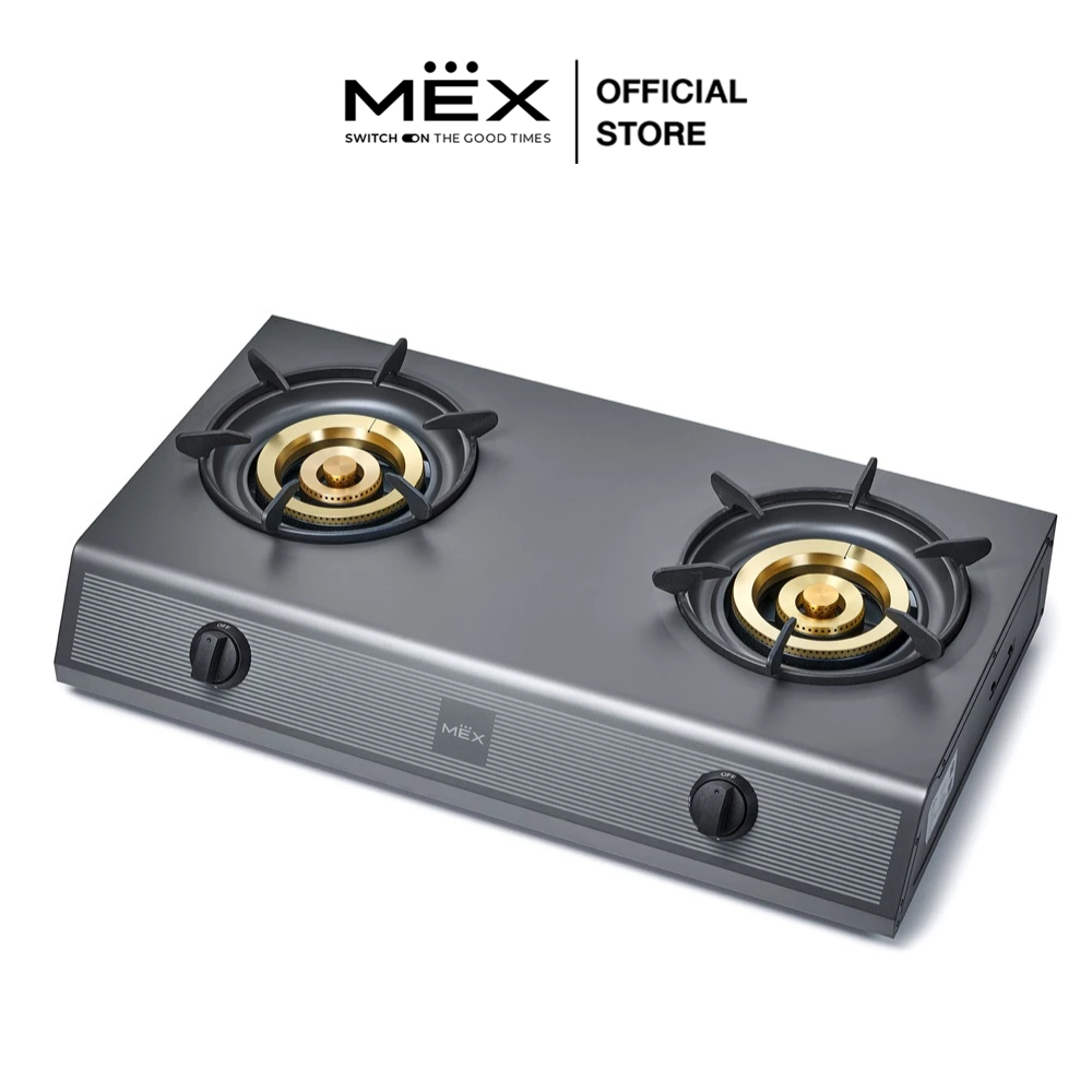 MEX รุ่น PC8372GB เตาแก๊ส 2 หัวเตาทองเหลือง ขนาด 71 ซม. สี Dark Metalic Grey (ชนิดตั้งโต๊ะ)