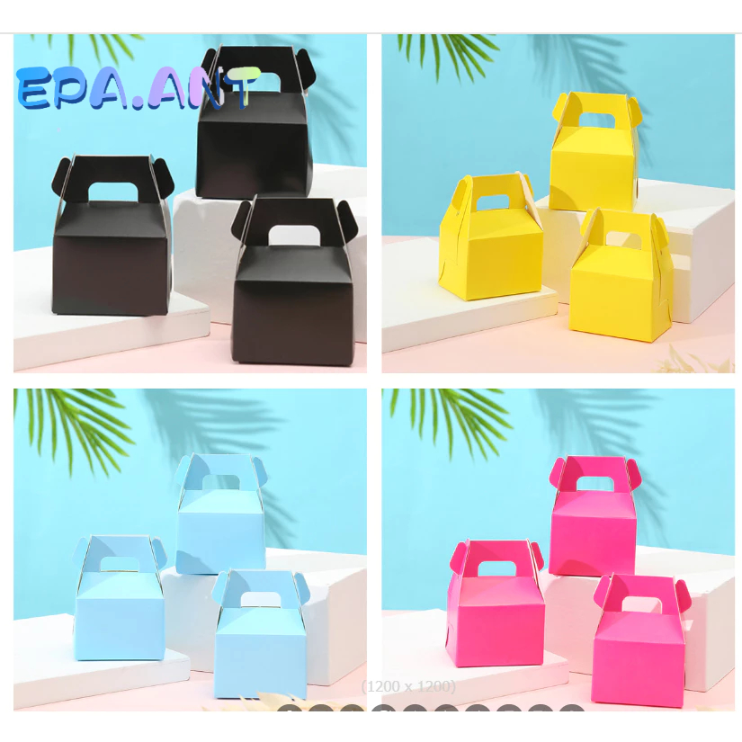 EPA กล่องของขวัญ กล่องหูจับใส่เค้ก สีทึบ ของชำร่วย รับไหว้ งานแต่งงาน งานเลี้ยง ขนาด7*10ซม.