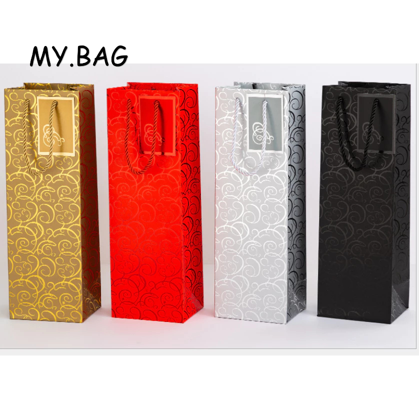 🥕BAG🥕ถุงกระดาษ ถุงขวดไวท์ ลายไทย กระดาษพิมพ์ลาย (สินค้าพร้อมส่ง)