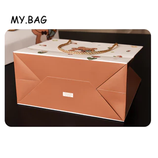 🌷🌷BAG🌷🌷 ถุงกระดาษหูหิ้ว ถุงใส่ของขวัญ HAPPY TIMES ถุงกระดาษน่ารัก ผูกโบว์
