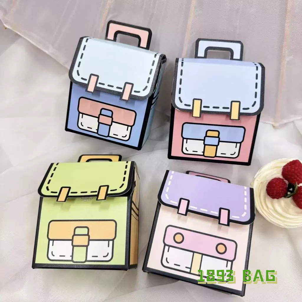 🍭  กล่องของขวัญ น่ารัก ลายกระเป๋านักเรียน มีหลายสี หลายลาย แบบฝาปิด ใส่ช๊อกโกแลต ลูกอม พร้อมส่ง
