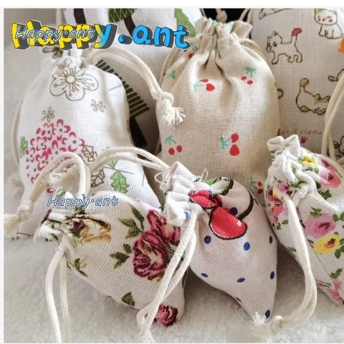 ✅✅ราคาส่ง ถูก ส่งในไทย✅✅ กระเป๋าผ้า ผ้าลินิน ถุงผ้า พิมพ์ลาย ใส่เหรียญ เครื่องหอม ลายดอกไม้ ผลไม้