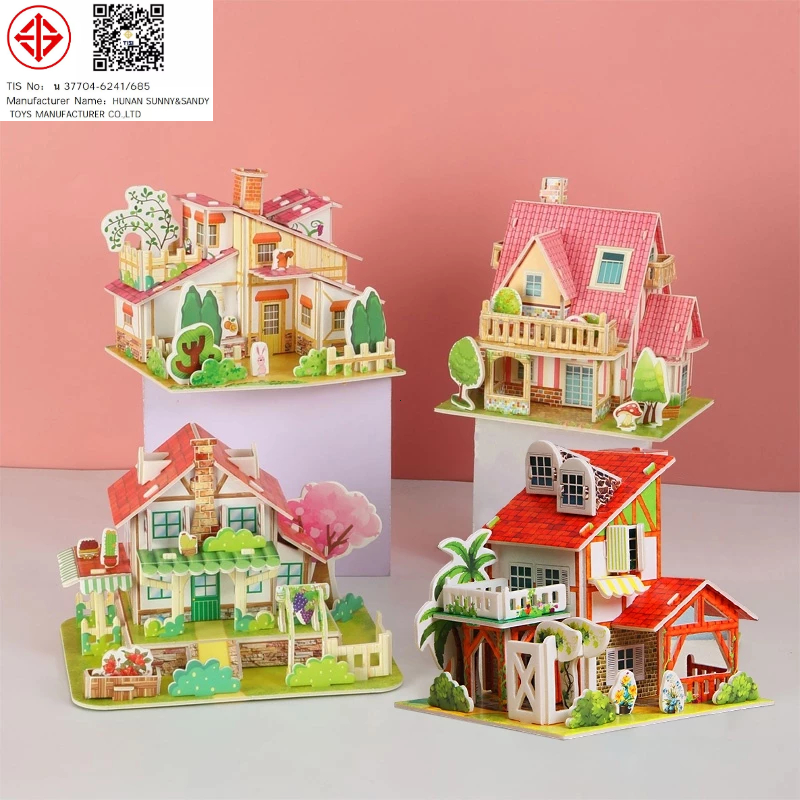 ปริศนา 3D DIY ของเล่นเพื่อการศึกษาสําหรับเด็ก DIY ประกอบด้วยมือ
