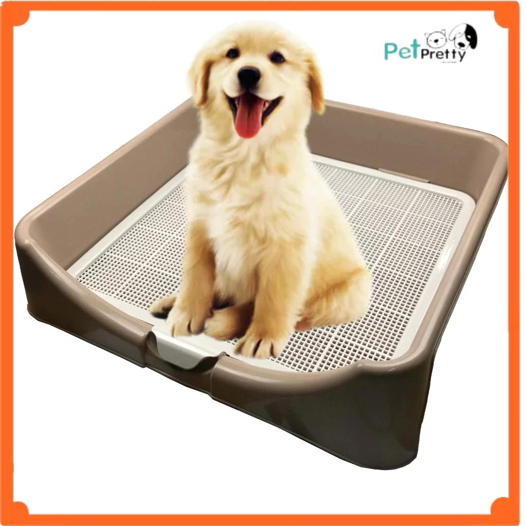 ห้องน้ำสุนัข  จัมโบ้ ขนาด63x63x15(ตะแกรงสูง 4cm)  สีน้ำตาล ตะแกรงรองแบบมีขอบ /  ห้องน้ำสุนัขขนาดใหญ่