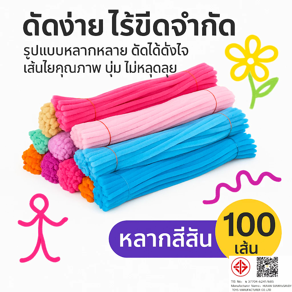 ลวดกำมะหยี่ DIY 100 ชิ้น 8 มิล ลวดกํามะหยี่ขนฟู เส้นขนฟู ลวดกำมะหยี่หนาพิเศษ คละสี สีพาสเทล สีสันสดใ