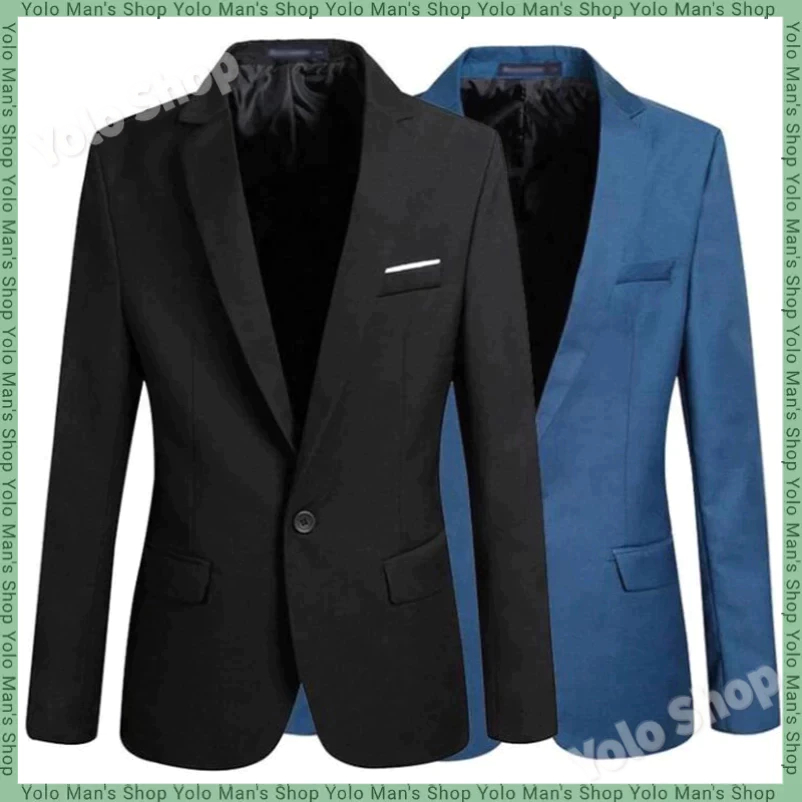 เบลเซอร์ผู้ชาย Men's Blazers เสื้อสูททางการของผู้ชาย สไตล์ลำลองสำหรับธุรกิจ กระชับพอดี