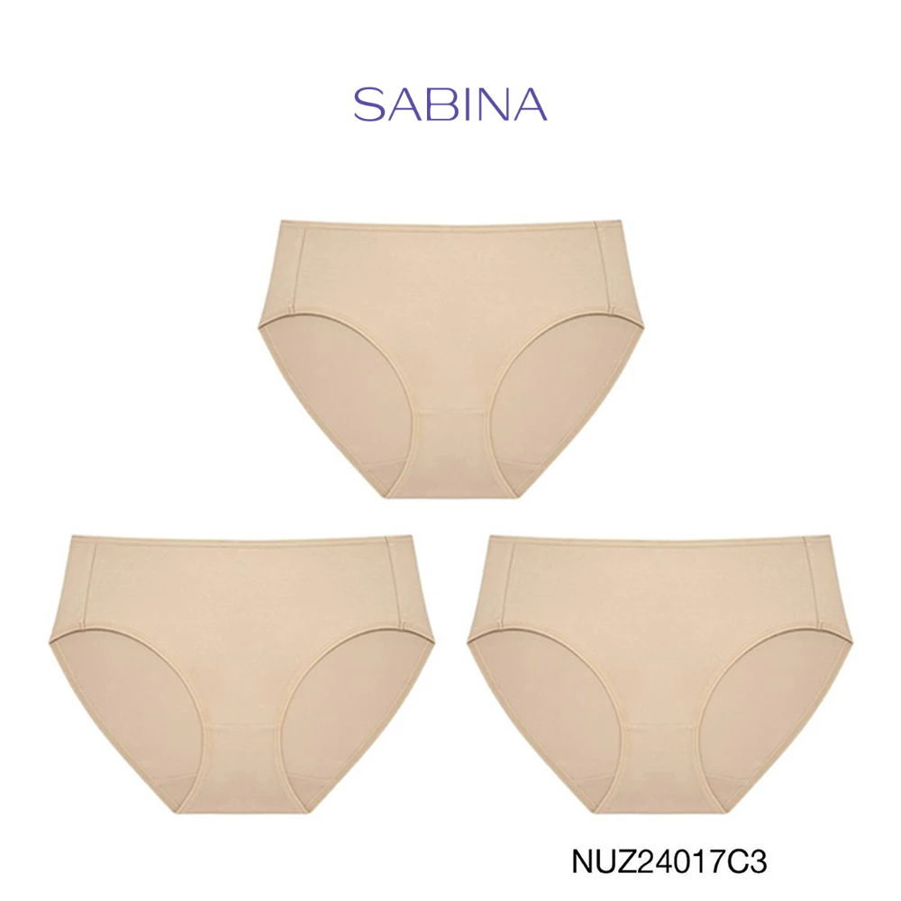 Sabina กางเกงชั้นใน (Set 3 ชิ้น) Microfiber Everyday Series กางเกงในทรงเอวสูงปานกลาง รหัส NUZ24017C3 - สีเนื้อเข้ม