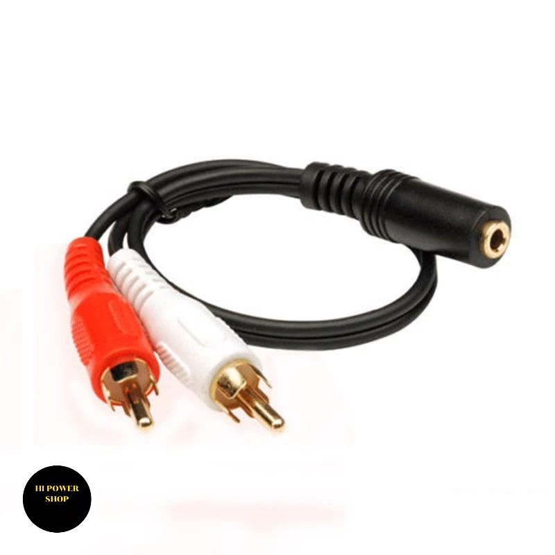 hi.power.shop สาย AV 3.5mm Stereo Audio Female Jack to 2 RCA Male Socket to Headphone CABLE 30cm