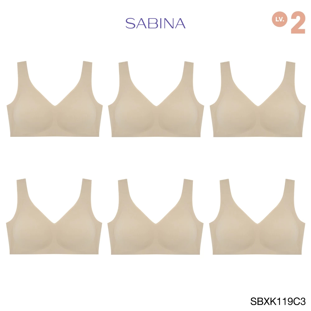 Sabina เสื้อชั้นใน (Set 6 ชิ้น) (ไม่มีโครง) รุ่น Soft Collection รหัส SBXK119C3 สีเนื้อเข้ม