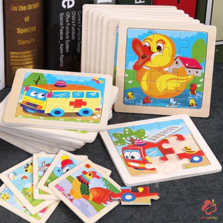 IVORYBABY ของเล่นไม้ จิ๊กซอว์ไม้ จิ๊กซอว์เด็ก 9 ชิ้น/แผ่น ตัวต่อไม้ ของเล่นเด็กเสริมพัฒนาการ