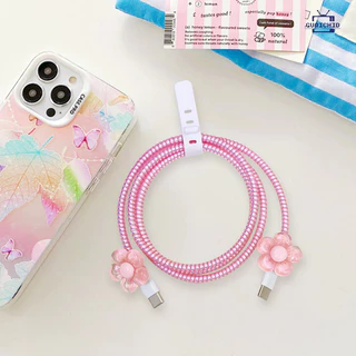 Android Type-C สายกัดสายชาร์จ Line Wrapper Organizer 4PCS ชุด Soft TPU Cover Shell เลเซอร์เกลียวอุปกรณ์เสริมสําหรับIP-gu