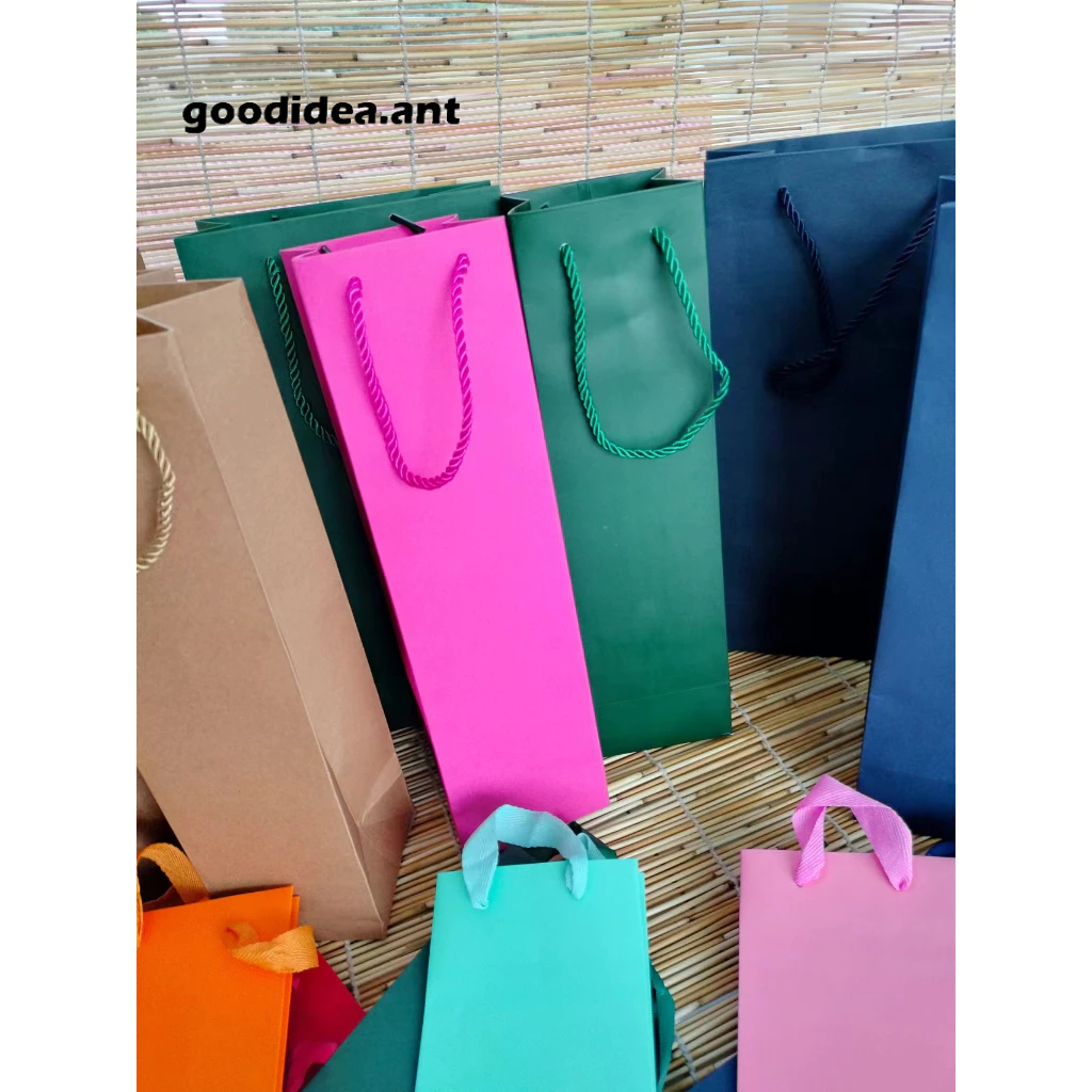 GIDA✏️ พร้อมส่ง ถุงไวน์ กระดาษใส่ขวด ถุงกระดาษคราฟท์ทรงยาวใส่ของ