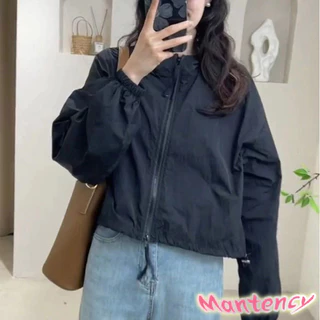 เสื้อแจ็คเก็ตป้องกันแสงแดดหลวมสั้นผู้หญิงเสื้อบางฤดูร้อนเสื้อแจ็คเก็ตคลุมด้วยผ้าอเนกประสงค์-MTY