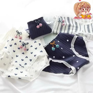 Anna shop มาใหม่ กางเกงใน สไตล์เกาหลี เอวกลาง แฟชั่นน่ารัก โทนขาวน้ำเงิน ผ้านิ่ม พร้อมส่ง CS047