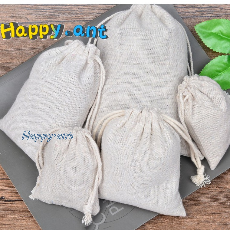 ✅✅ราคาถูก✅✅ ถุงผ้า ถุงหูรูด ผ้าดิบ สีพื้น ใส่ของ ขนาดน่ารัก กระทัดรัด (พร้อมส่ง ในไทย)