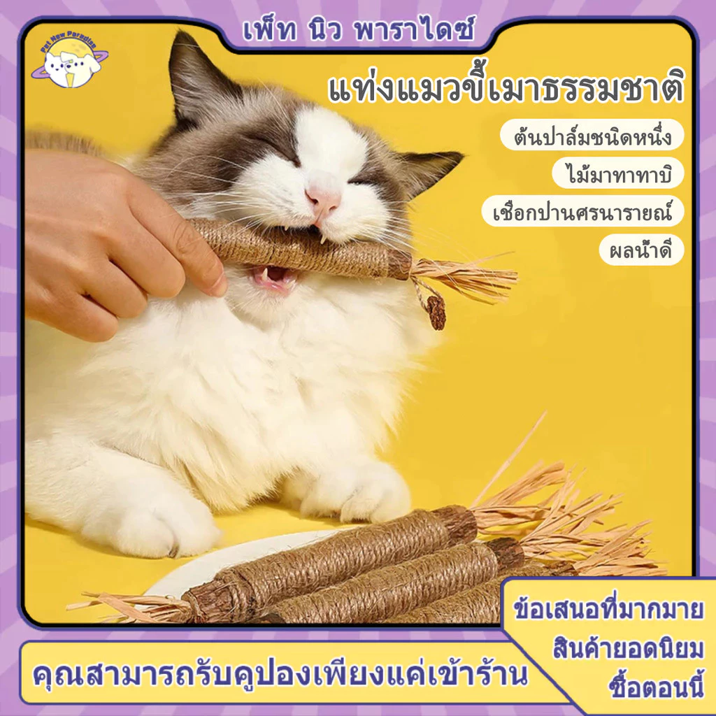 ไม้แมวเมา อันใหญ่ ของเล่นแมว ไม้มาทาทาบิ ของเล่นเเมว มาทาทาบิ มาทาบิ ลดคราบหินปูน ขัดฟันแมว