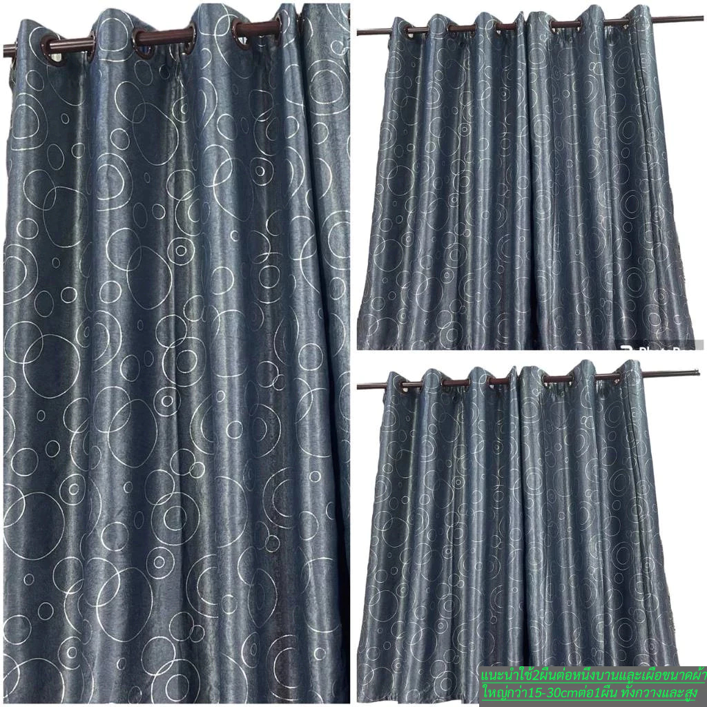 แนะนำ ผ้าม่าน ผ้าม่าน ผ้าม่านหน้าต่าง ลายวงกลมม่านประตูงกันแสง ห่วงตาไก่สำเร็จรุปเกรดAกันแสงยูวี90%-98%ลายวงกลม ราคาพิเศษ มีเก็บเงินปลายทาง