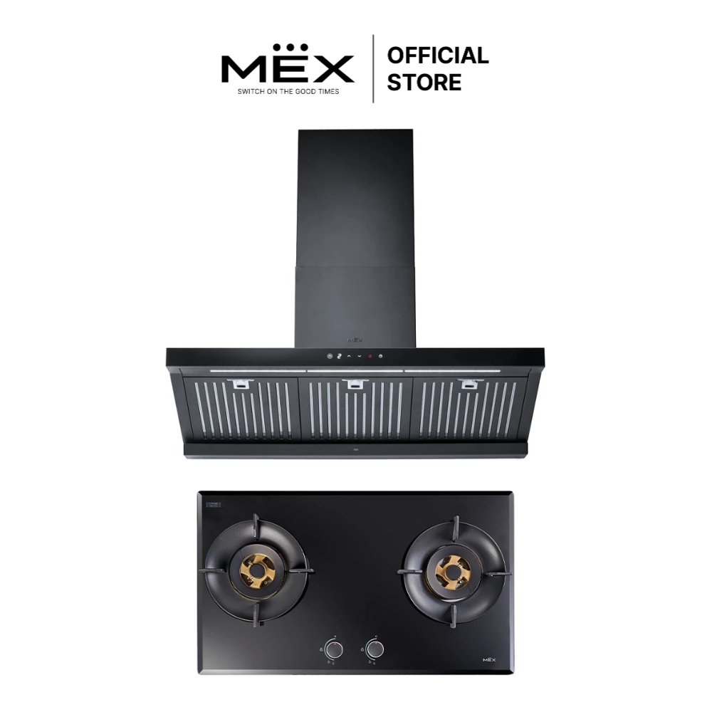 MEX Set รุ่น V3772MHR + K635BFB90 เตาแก๊สและเครื่องดูดควันกระโจม