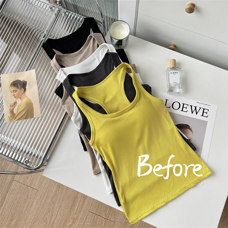 เสื้อกล้ามเข้ารูป มีฟองน้ำแบบเย็บติดในตัว พร้อมส่ง BF