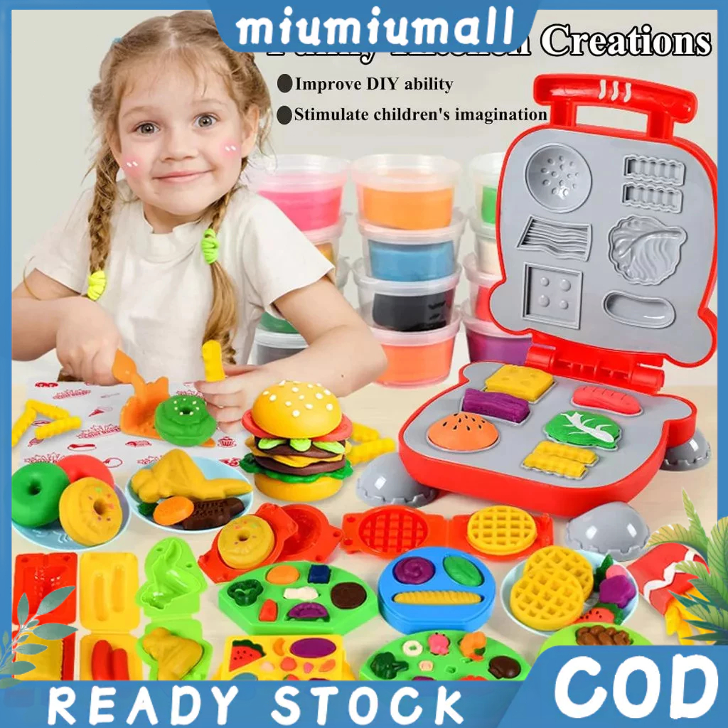 【ราคาถูก COD】แป้งโดว์ดินน้ำมัน ดินเบา ชุดไอติม ของเล่นเด็ก ทำอาหาร ขนม ปั้นตุ๊กตาน่ารัก แม่พิมพ์ดินน้ำมันสำหรับเด็ก