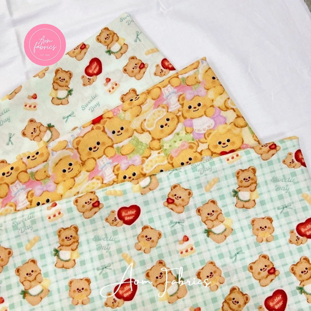 Aom Fabrics ผ้าคอตตอนป๊อบลินลายแนวเกาหลี No.816-818 น่ารักมากกก หน้ากว้าง 58 นิ้ว ผ้าเมตรนำเข้า เนื้อนิ่มเนียน พร้อมส่ง