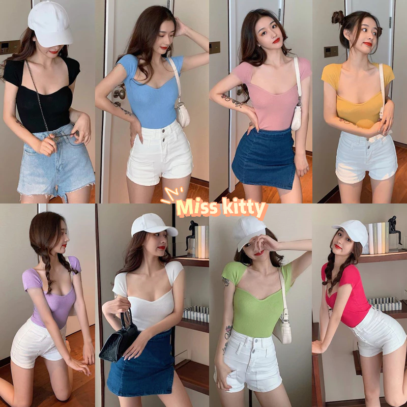 Miss Kitty พร้อมส่ง ท่านหญิง เสื้อเปิดไหล่ สายฝอมาก เซ็กซี่ขั้นสุด ร้านโว้ก *70009-D*