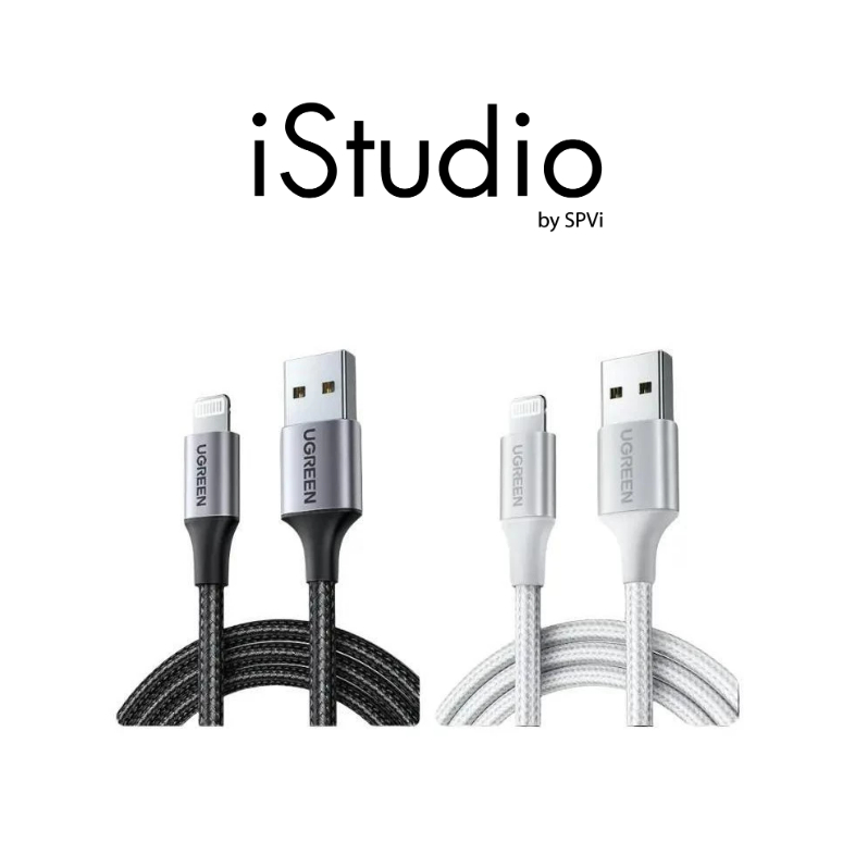 UGREEN สายชาร์จ LIGHTNING TO USB 2.4A CABLE 1M / 2M (ALU SILVER, NYLON) - สายชาร์จ 1 เมตร / 2 เมตร