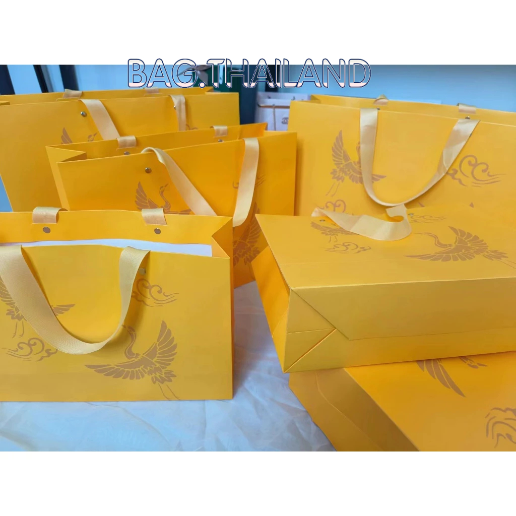 🍒bag🍒ถุงกระดาษสีเหลือง ถุงใส่ของสังฆทาน ให้พระ มีหลายขนาด สินค้าพร้อมส่งค่ะ