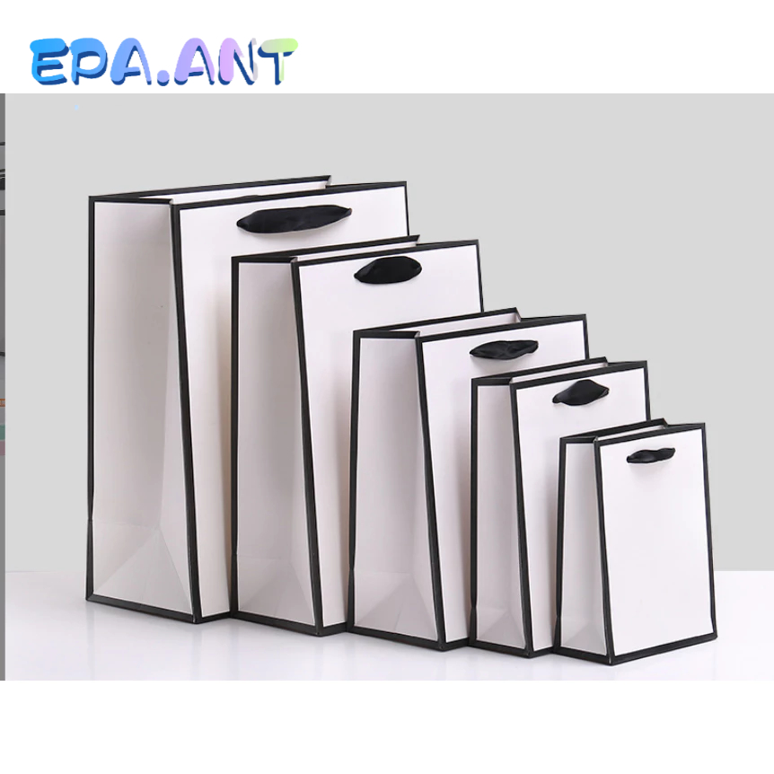 (ขายดีที่สุด)ถุงกระดาษคราฟท์มีหูหิ้วร้อยเชือก สีแดง/ชมพู/เขียวทิฟฟานี่/ส้ม/เทาขอบขาว/ขาวขอบดำ แนวตั้ง แนวนอน - รูปที่ 4