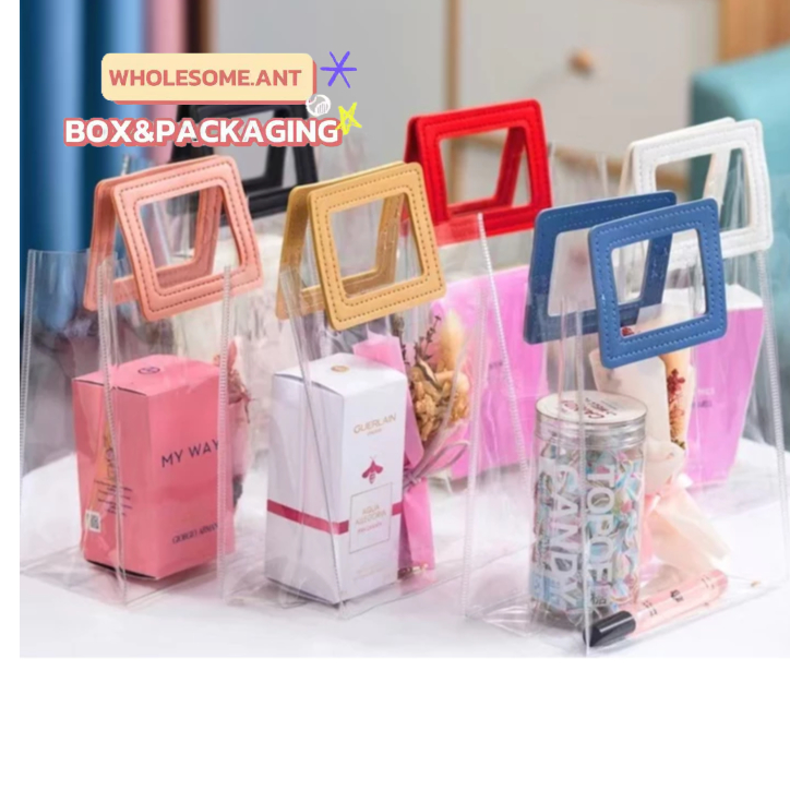 🌈WH🌈กระเป๋า โฮโลแกรม PVC มีหูหิ้ว ตั้งได้ กันน้ำ กระเป๋าถือ แฟชั่น ใส่สินค้า