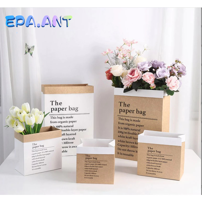 🔥ถุงกระดาษคราฟท์ขนาดใหญ่มาก สีน้ำตาลทูโทน สำหรับใส่ดอกไม้