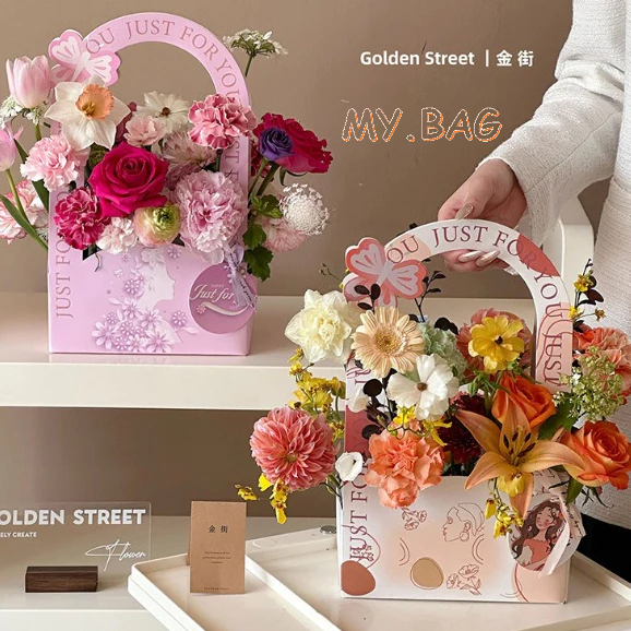 🌷🌷BAG🌷🌷 กระเป่าใส่ดอกไม้ กระเป๋าถือ ใส่ช่อดอกไม้ ตกแต่งดอกไม้ สีสวย พาสเทล มี 3 สี