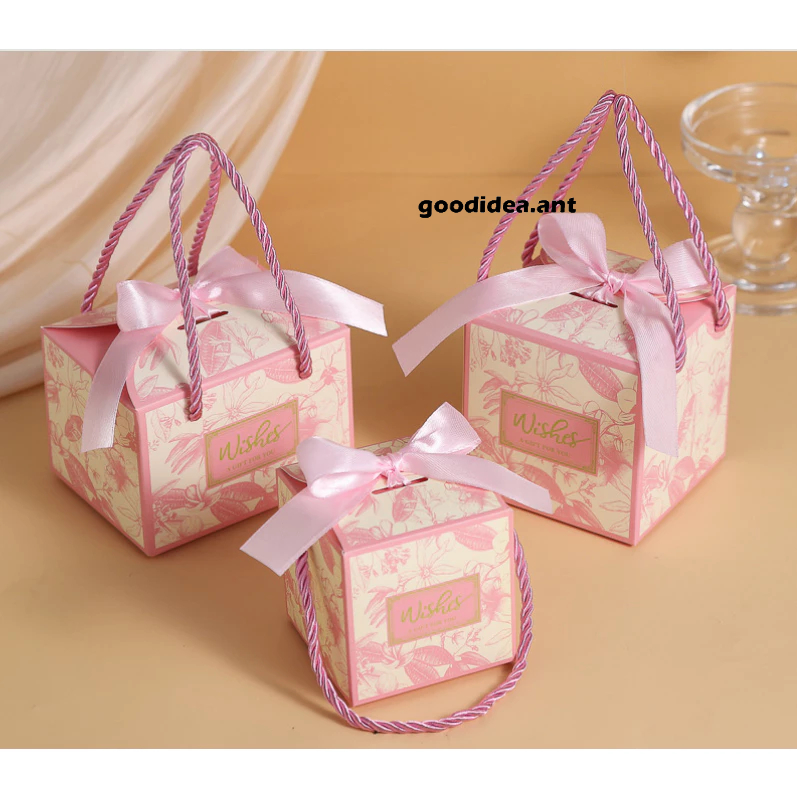 GIDA✏️พร้อมส่ง กล่องของขวัญ กล่องพิมพ์ลายดอกไม้ ใส่ของชำร่วย กระดาษพิมพ์ลาย