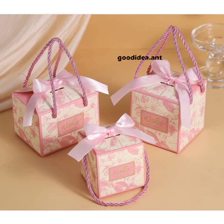 GIDA✏️พร้อมส่ง กล่องของขวัญ กล่องพิมพ์ลายดอกไม้ ใส่ของชำร่วย กระดาษพิมพ์ลาย