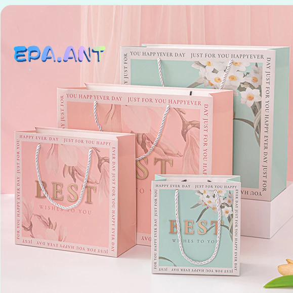🌈EPA🌈ถุง ถุงกระดาษลายคำBest Wishes to you แบบเชือกหูหิ้ว