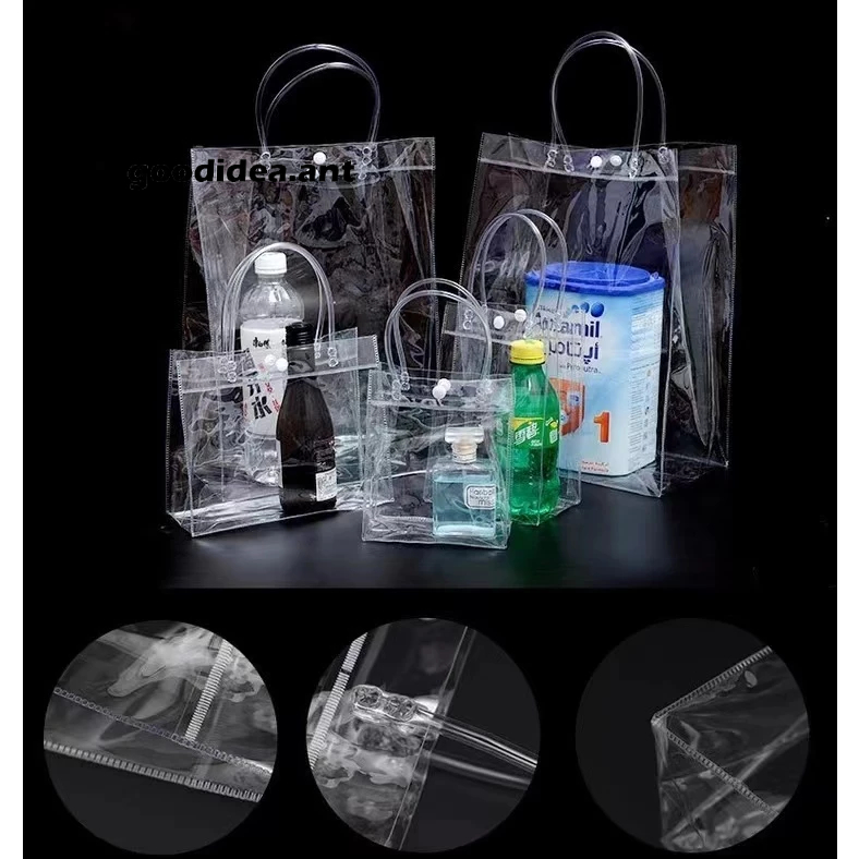GIDA✏️กระเป๋าถือ PVC แบบพลาสติกใส สำหรับทำเป็น ถุงของขวัญ ถุงกันน้ำ มีหลายไซส์ กระเป๋าpvc ถุงใสpvc พ