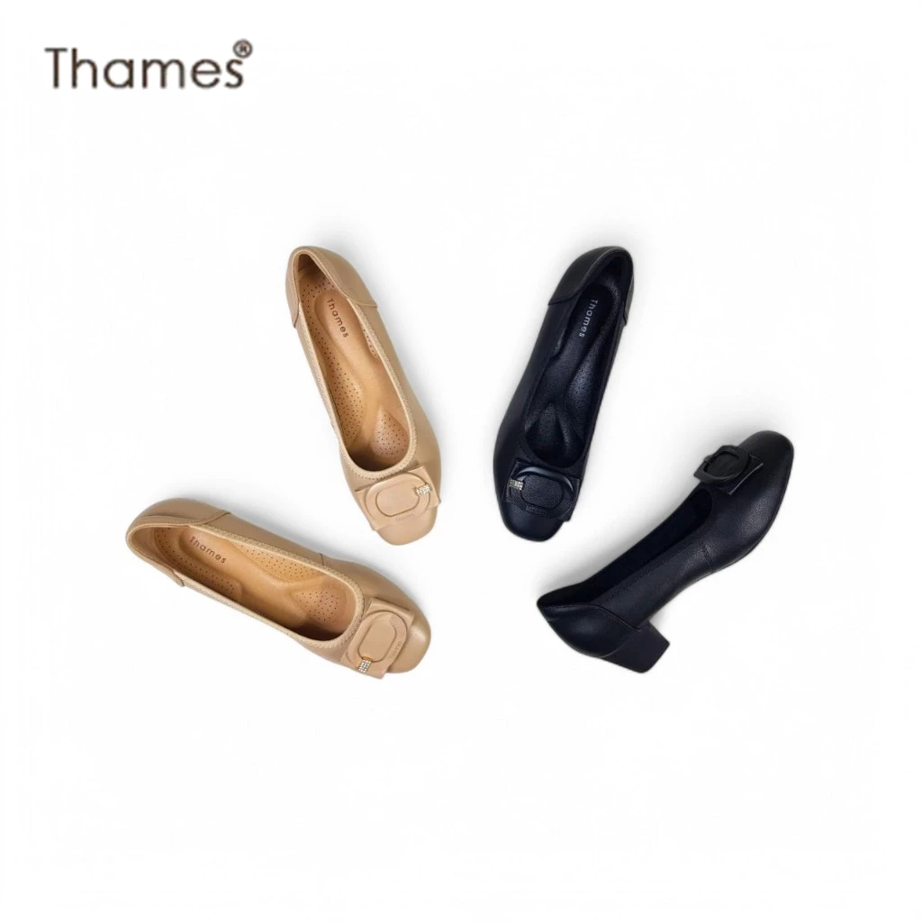 Thames(เทมส์) รองเท้าคัชชู รองเท้าส้นก้อน Shoes-TH41104