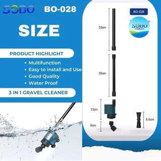 ปั๊มน้ำดูดตะกอน ของเสีย ขี้ปลา SOBO BO-028/BO-058 ถ่ายน้ำ ทำความสะอาดก้นตู้ และก้นบ่อปลา