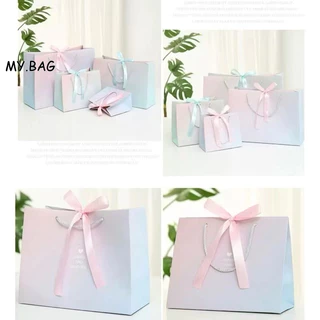 🌷🌷BAG🌷🌷 ถุงกระดาษ ถุงของขวัญ สีฟ้าชมพู สวยๆ พร้อมโบว์ผูก