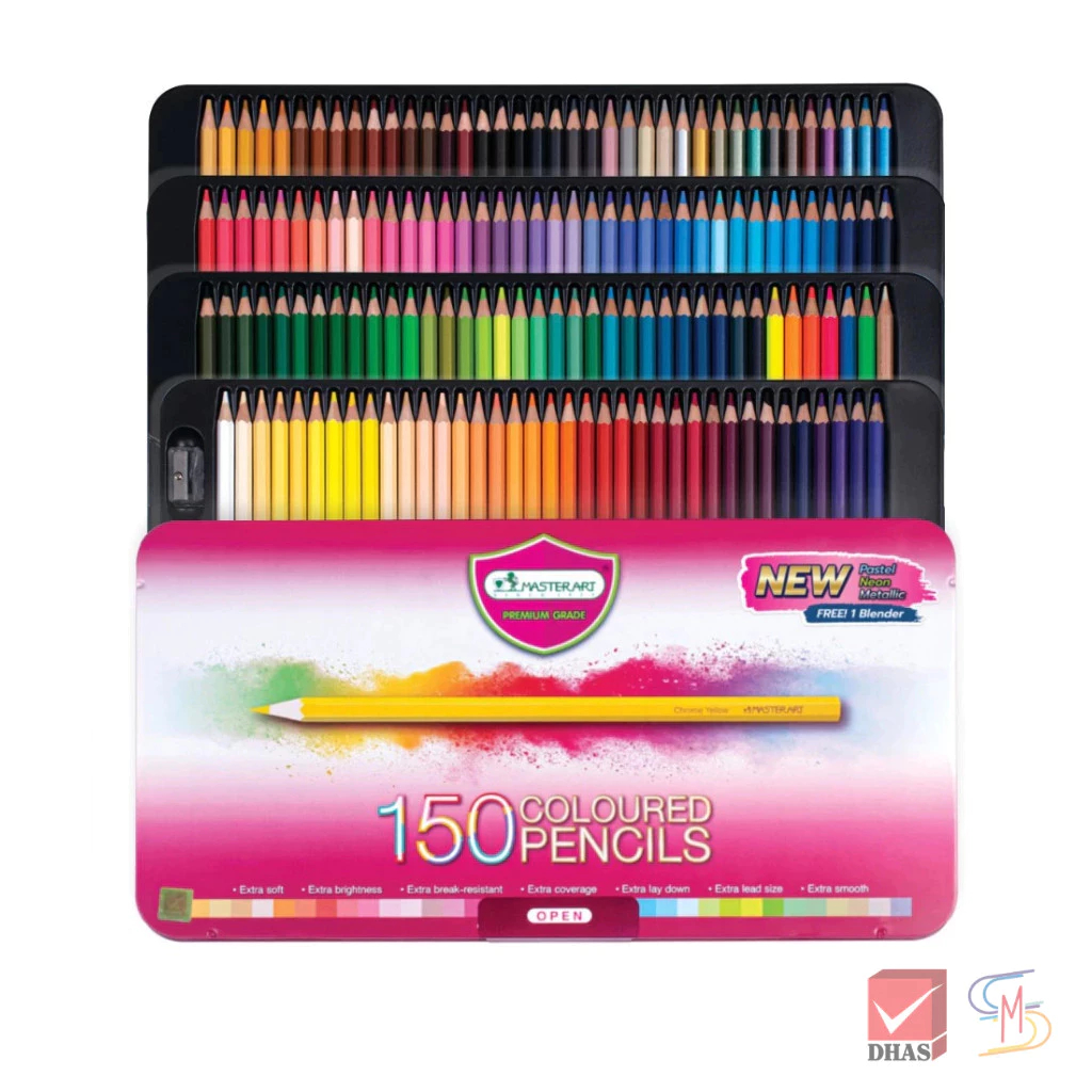 Master Art มาสเตอร์อาร์ต สีไม้ ดินสอสีไม้ แท่งยาว 150 สี รุ่นใหม่ จำนวน 1 กล่อง