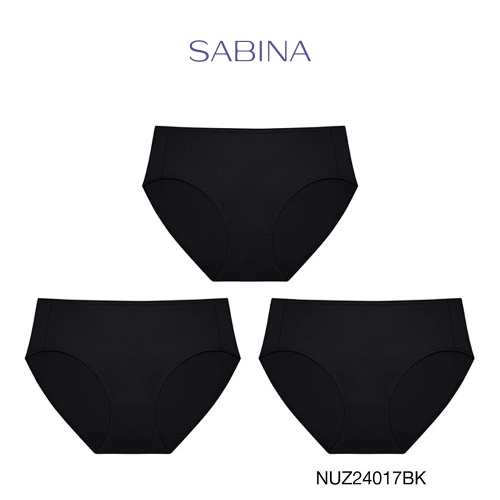Sabina ซาบีน่า กางเกงชั้นใน (Set 3 ชิ้น) Microfiber Everyday Series กางเกงในทรงเอวสูงปานกลาง รหัส NUZ24017BK - สีดำ