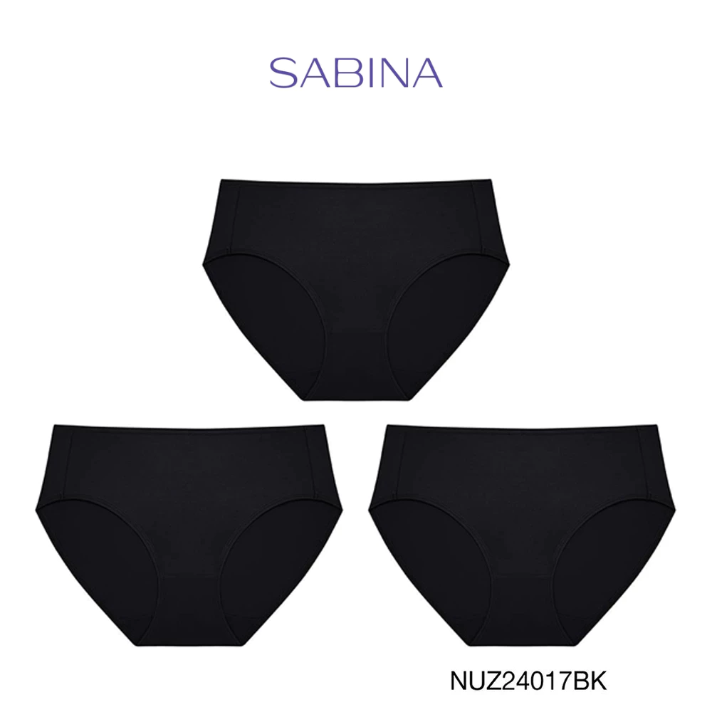 Sabina ซาบีน่า กางเกงชั้นใน (Set 3 ชิ้น) Microfiber Everyday Series กางเกงในทรงเอวสูงปานกลาง รหัส NUZ24017BK - สีดำ