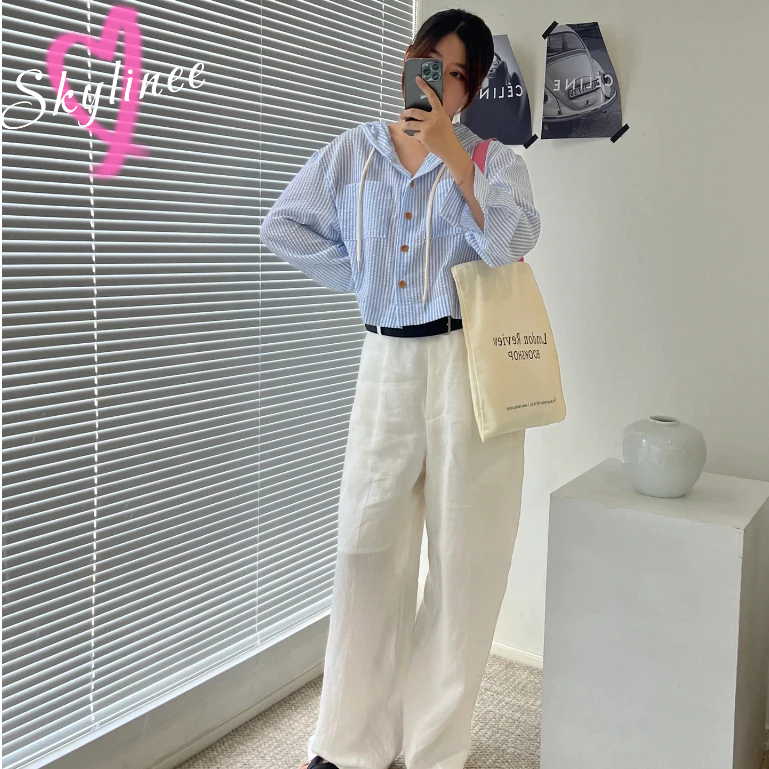 พร้อมส่ง SUXI ซูซี ฤดูร้อนใหม่กระดุมแถวเดียวลายแขนยาวคลุมด้วยผ้าเสื้อผู้หญิงท็อปส์ SL