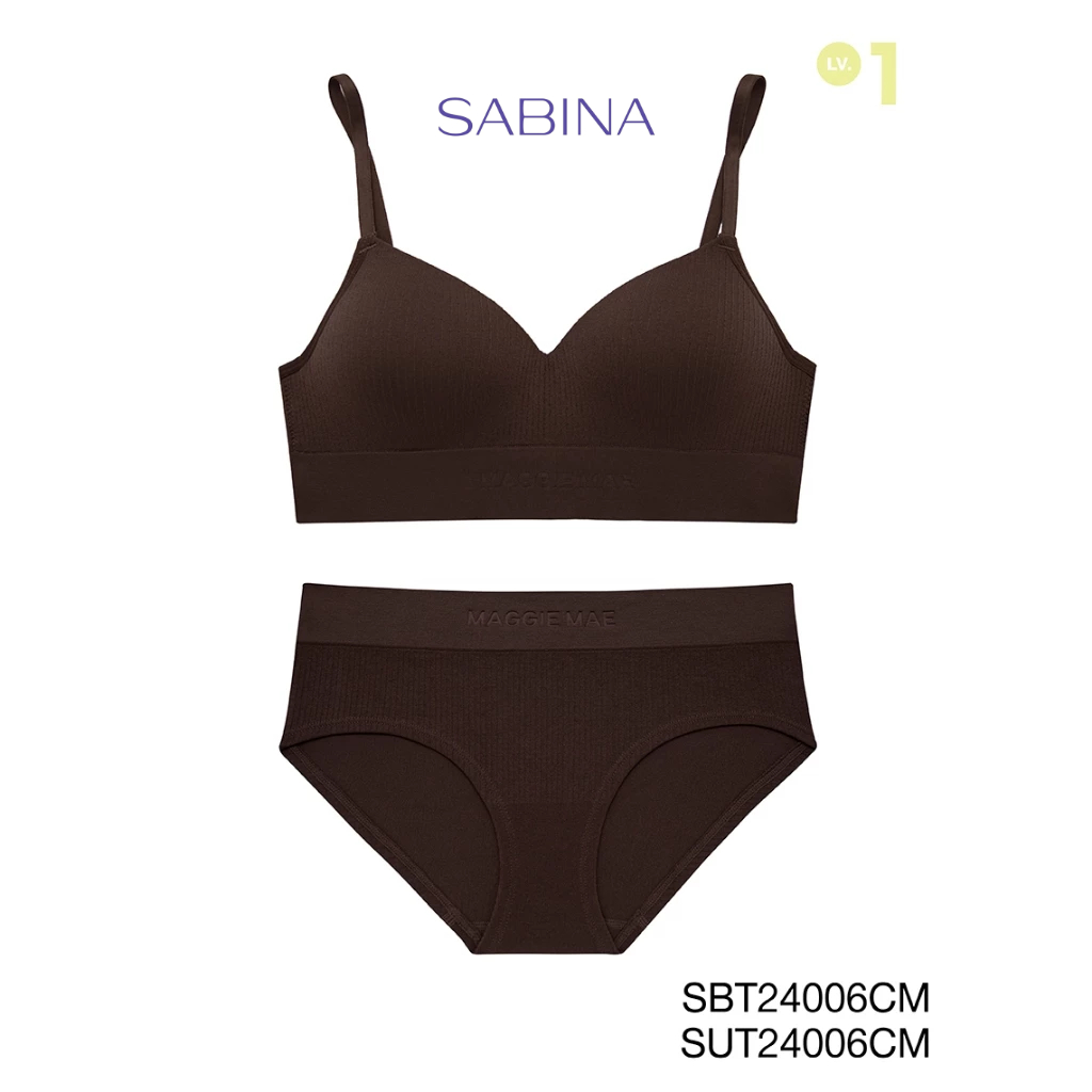 Sabina เซตชุดชั้นใน SOFT & COZY เสื้อชั้นในไร้โครง รหัส SBT24006CM - สีช็อคโกแลต