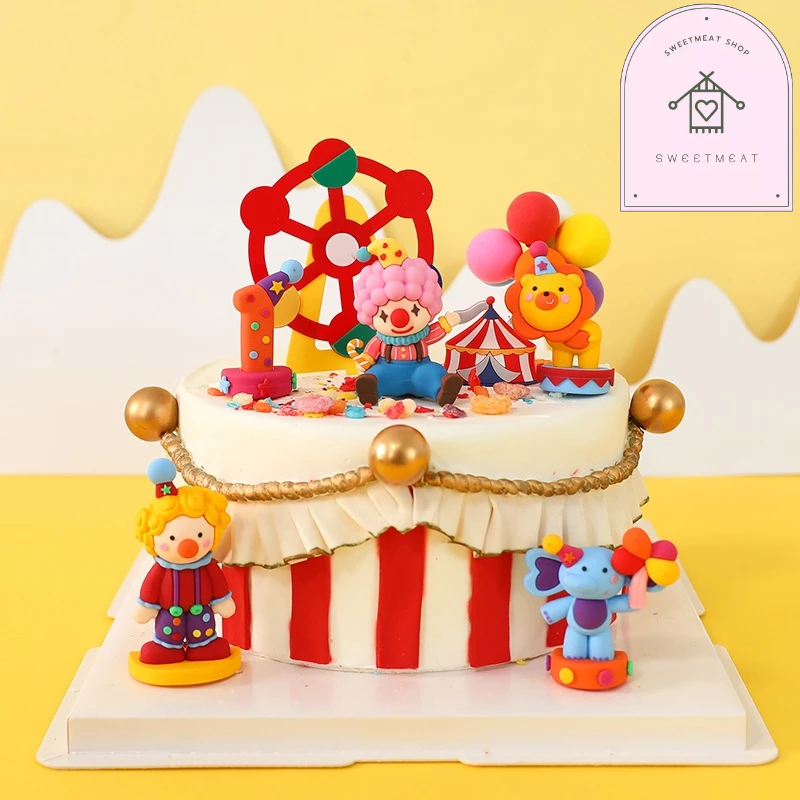 ตุ๊กตาแต่งเค้ก ตัวตลก ตรีมสวนสนุก แต่งเค้ก เค้กวันเกิด (ทานไม่ได้) 460 461 462 463 2150 2151 2152 2513