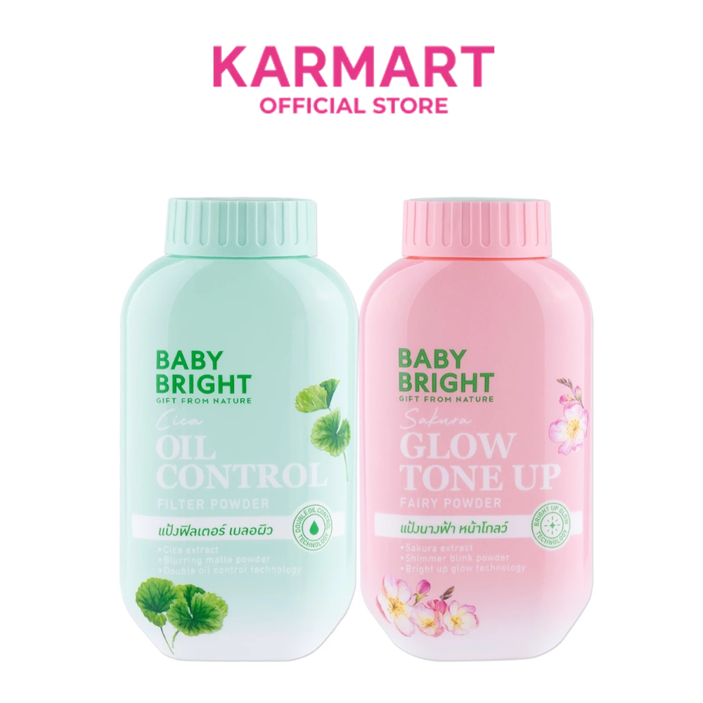 Baby Bright พาวเดอร์ 50g แป้งฝุ่นโปร่งแสงมี 2 สูตรให้เลือก [สูตร Cica คุมมัน, สูตร Sakura โกลว์โทนอัพ]