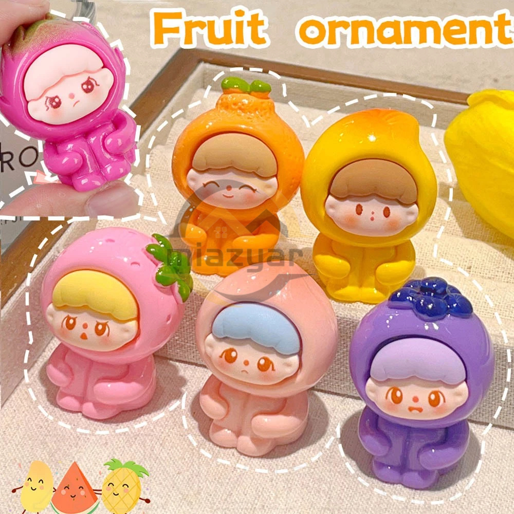😍COD😍ตุ๊กตาจิ๋วมินิน่ารักรถตกแต่งภายในการ์ตูนผลไม้ตุ๊กตา Luminous อุปกรณ์ตกแต่งบ้านงานฝีมือของขวัญ