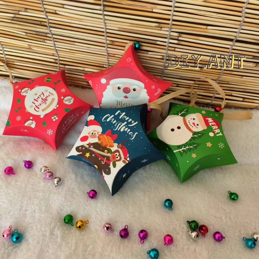 💐DIY💐 กล่องของขวัญ ใส่ขนม ลูกอม คริสต์มาส ลายน่ารักๆ ทรงดาว