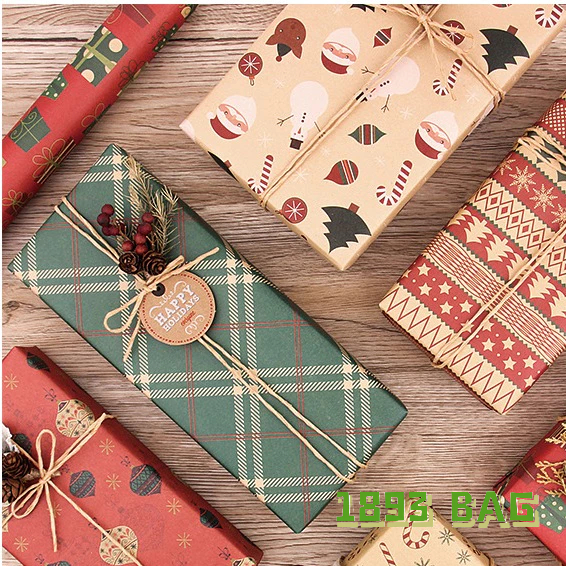 🍭 กระดาษห่อของขวัญ Christmas ปีใหม่ กระดาษพิมพ์ลาย คริตส์มาส สไตล์เรียบหรู ขนาดใหญ่ 70*100 ซม. พร้อมส่งในไทย