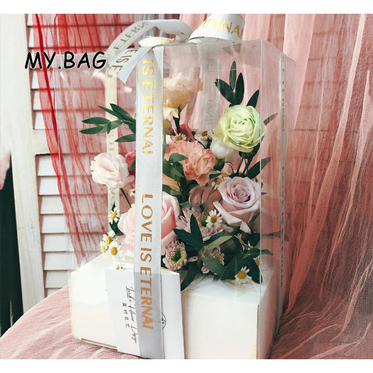 🌼 🌻BAG 🌻🌼 กล่องใส กล่องPVC จัดดอกไม้ ปักดอกไม้ ของขวัญ วันวาเลนไทน์ (ไม่รวมโบว์)